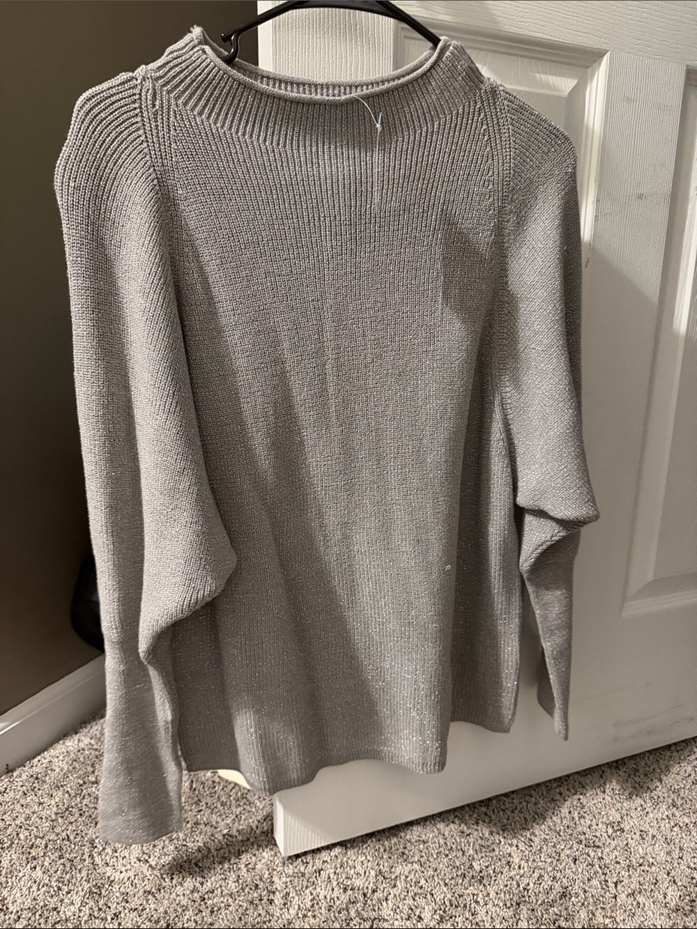 Maurices Metallic Light Gray Crewneck Sweater